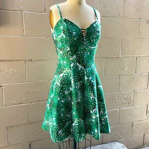 Guess leaf print mini skater dress, size 2